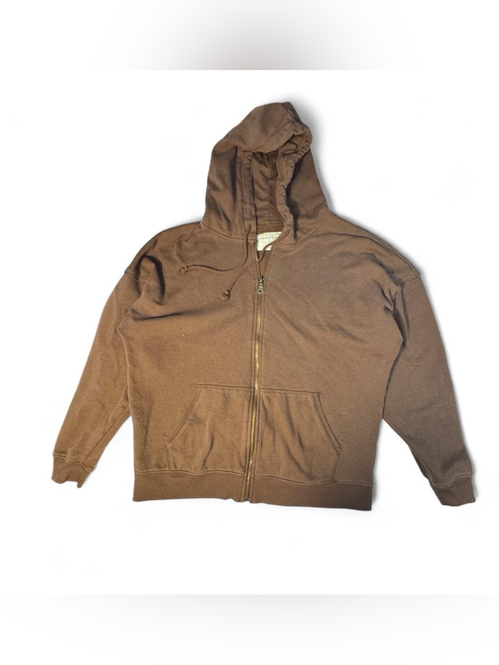 Aeropostale Brown Full Zip Hoodie Sweatshirt Size L Cabincore granola Indie
